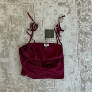 Le Lis Red Ruched Tie Front Camisole